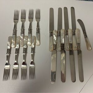 Set of 19 Antique Fruit/Luncheon/Fish Cutlery Set with Mother of Pearl Handles